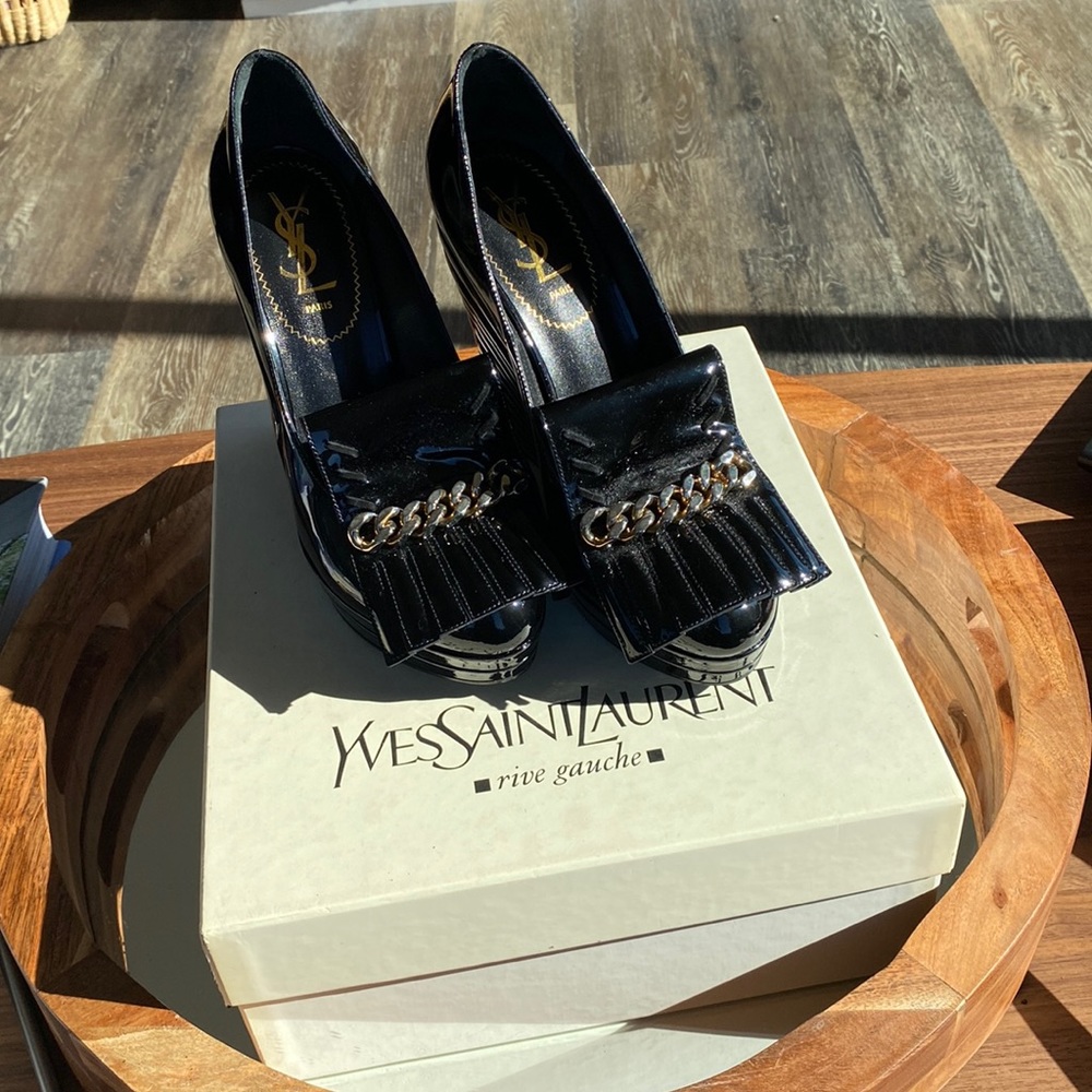 YSL Platform Loafer with Cuban Link Chain Detail